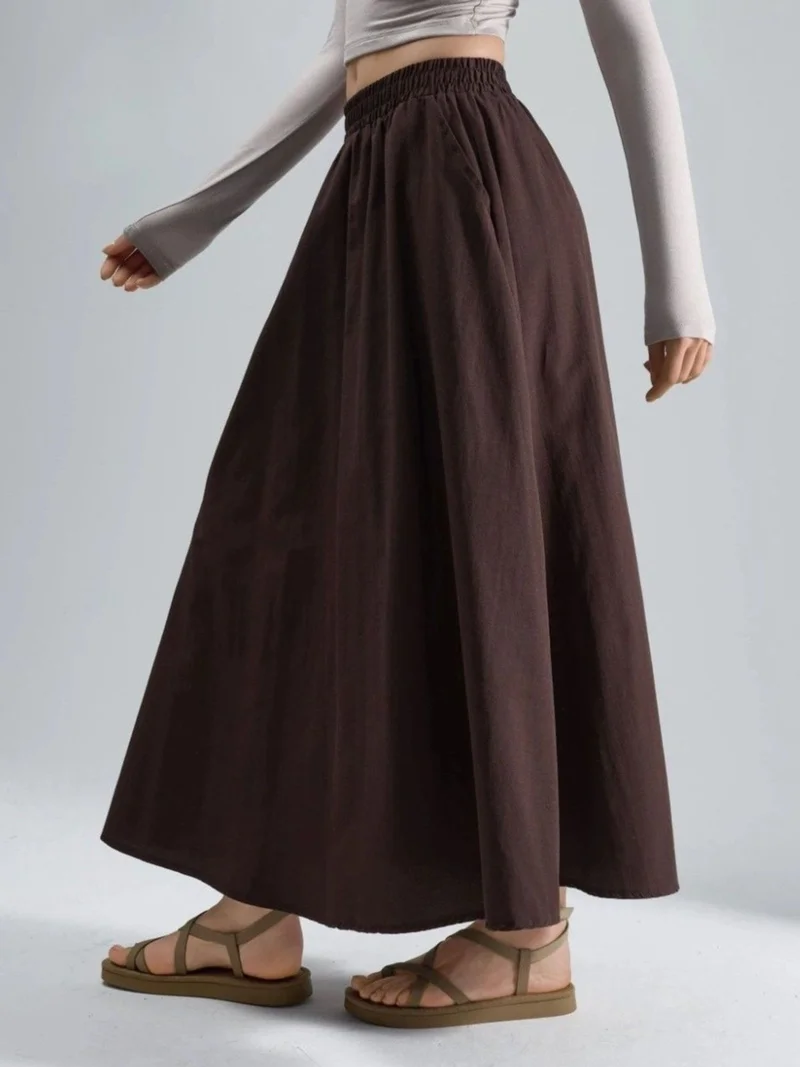 بوسيم BUSEM Elastic Waist Maxi Skirt with Pockets